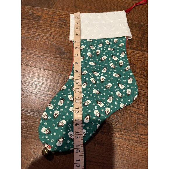 Set Of 3 Vintage Handmade Christmas Stockings With Snowman & Floral Prints 16" - Picture 3 of 15